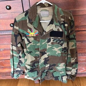 Unisex Camouflage Jacket with Custom Patch Work